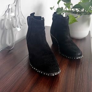 Jeffery Campbell Tumari Cut Out Ankle Boots. Size 7.  Black leathers suede